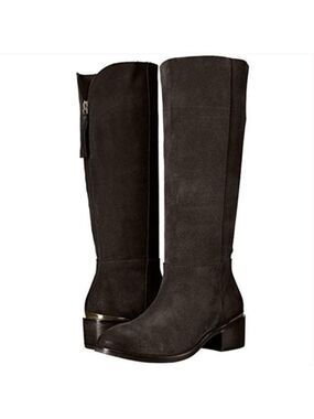 NEW Naughty Monkey Stride Riding Knee High Boots in Black Suede